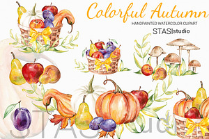 Autumn Harvest Watercolor Clipart