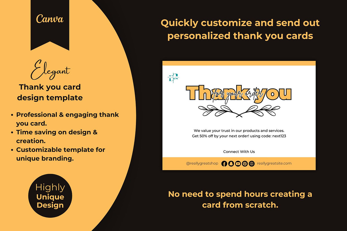 Thank you card template design canva, a Card Template by DesignArts (Photo 1 of 4)