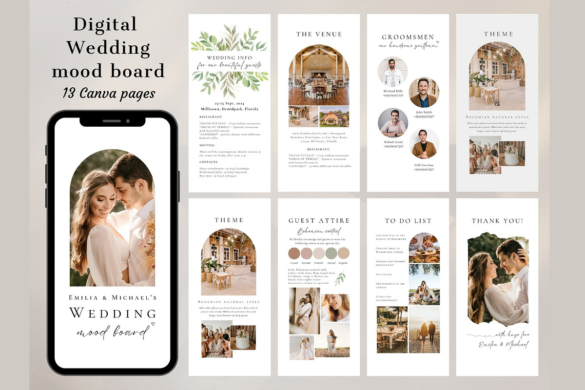 Wedding mood board mobile template, a Social Media Template by EvaTemplates (Photo 4 of 7)