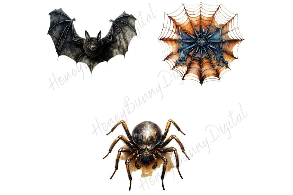 Watercolor Halloween Clipart, a Decorative Illustration by HoneyBunnyDigital (Photo 4 of 7)