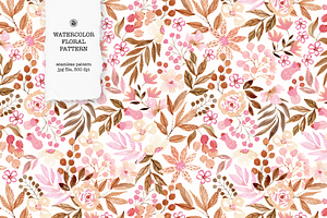 Beige Watercolor Floral Pattern