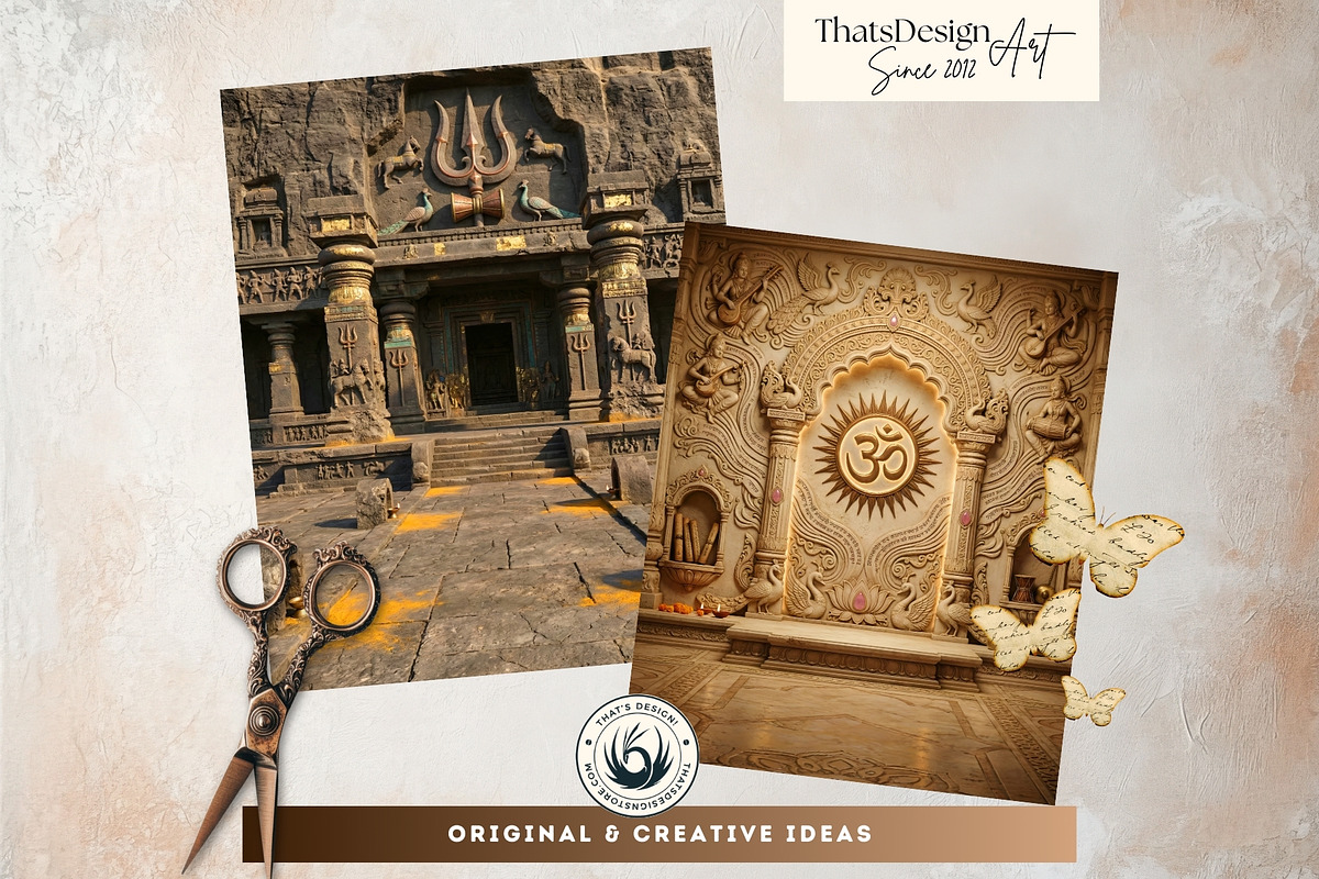 Hindu Mythology Temple Backdrops, a Decorative Illustration by ThatsDesignArt (Photo 3 of 14)