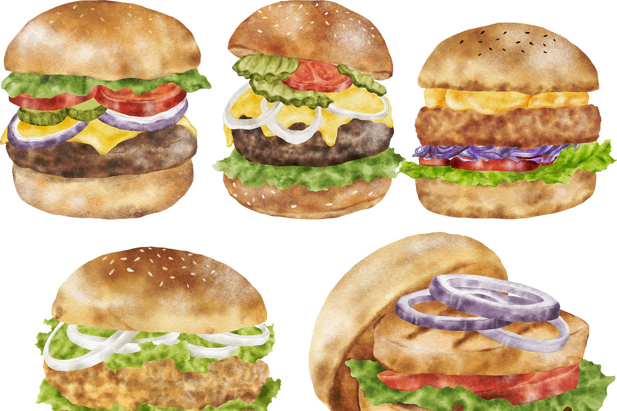 Watercolor Burger & Sandwich, a Food Illustration by ArtbyHien (Photo 5 of 6)