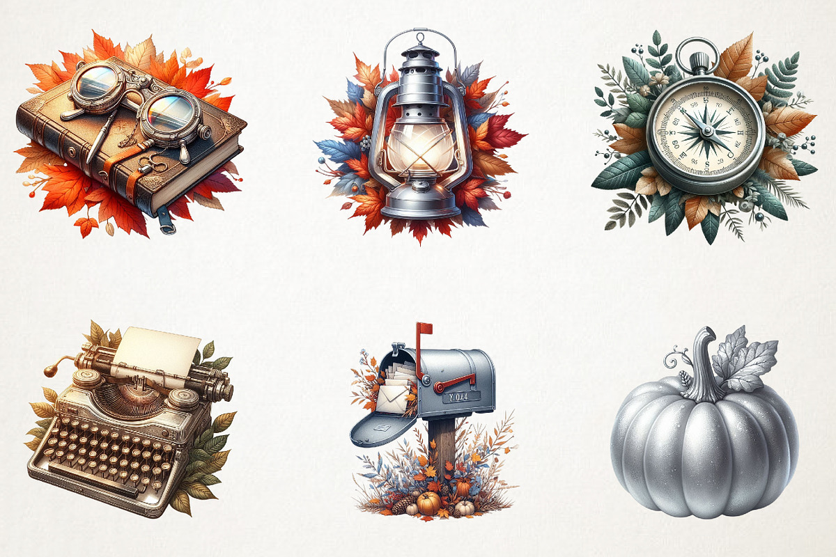Silver Vintage Aesthetic Autumn Png, an Illustration by RobertsArt (Photo 2 of 7)