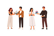 Man giving flowers to woman set, a Person Illustration by Good Studio (Thumbnail 4 of 6)