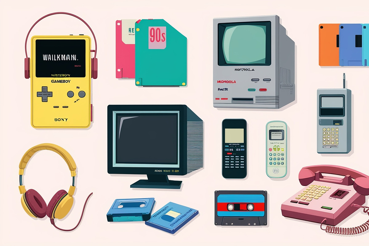 24 PNG 90s Retro Tech Icons Pack, a Background Graphic by adenpinkstore (Photo 5 of 6)