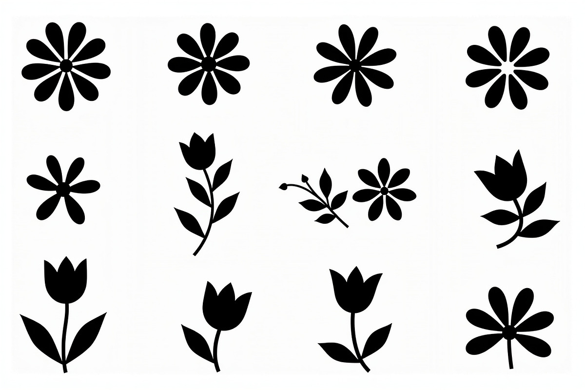 16 elegant black floral silhouettes, an Illustration by Amazin_art (Photo 11 of 17)
