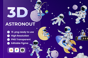 Astronout 3D Illustration, a Characters & Person 3D Model by Vektora Studio