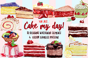 Watercolor Cakes - Cake My Day!, an Illustration by clairedelune (Thumbnail 1 of 6)
