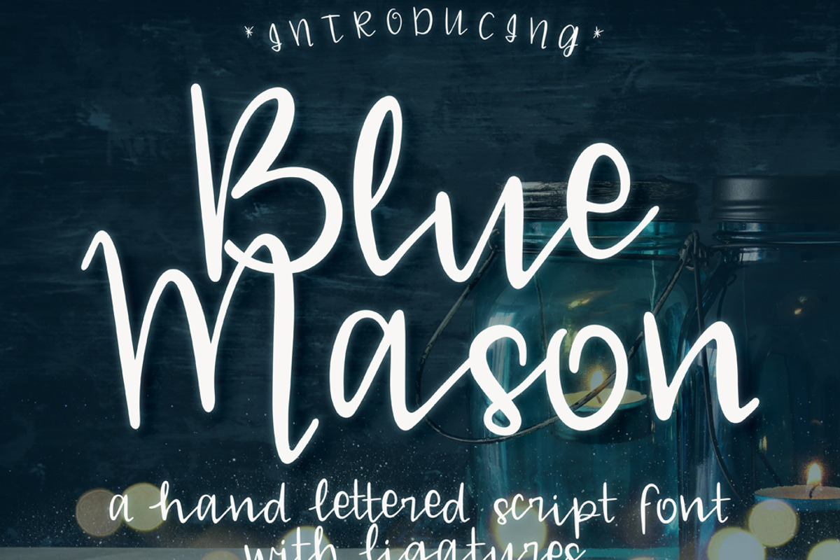 Blue Mason Script Font, a Handwritten Font by Groovy Fonts by Mindy (Photo 1 of 6)