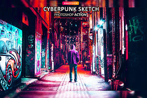 Cyber Punk Sketch Photoshop Action