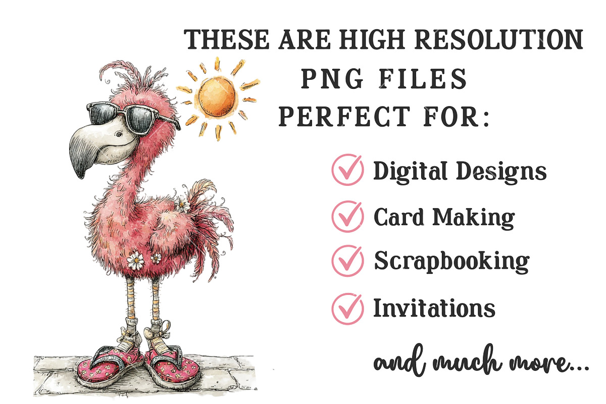 Whimsical Summer Flamingo Clipart, an Illustration by OK Design (Photo 5 of 6)