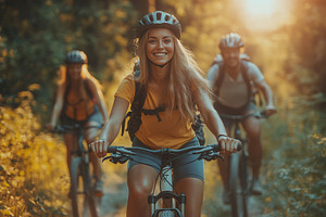 Group of friends enjoying a sunset m, a Photo by Tanuart