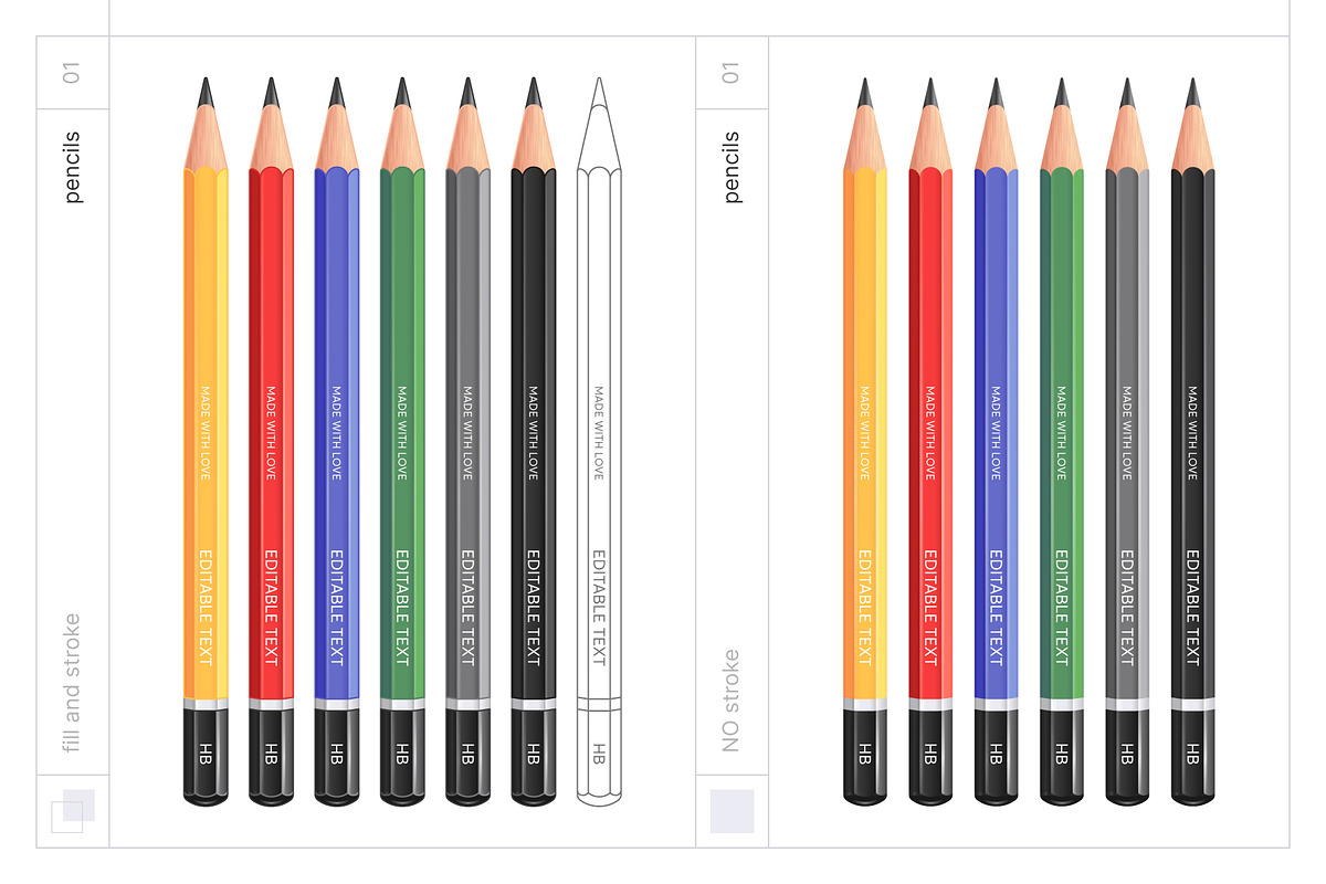 Vector Pencils with Editable Text, an Object Graphic by Side Project (Photo 3 of 5)
