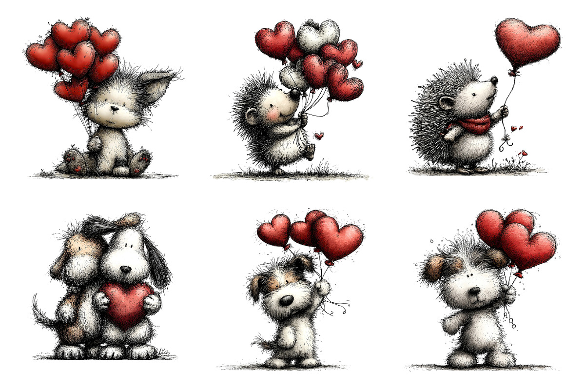 Valentines Day Animals Clipart, an Illustration by SinaCreation (Photo 4 of 11)