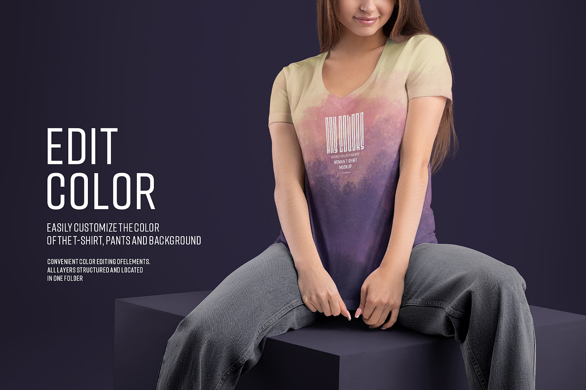 4 Mockup Woman V-Neck T-Shirt, a Shirt Mockup by Grow Design Craft Studio (Photo 2 of 9)