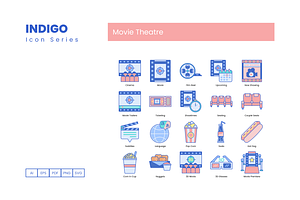 75 Movie Theater Icons - Indigo