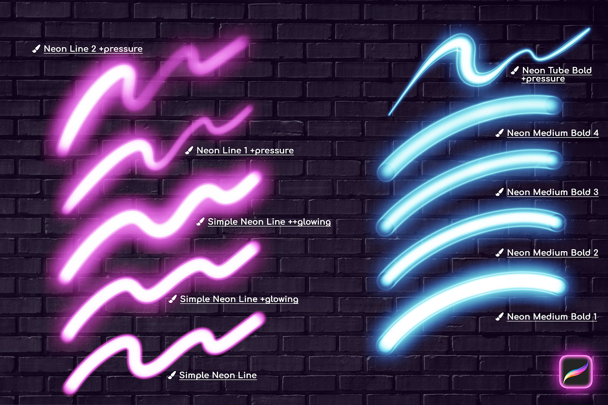 Neon Procreate Brushes, a Brush Add-On by Andrew Skoch Design (Photo 6 of 12)
