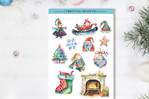 Watercolor Christmas Clipart, Cozy