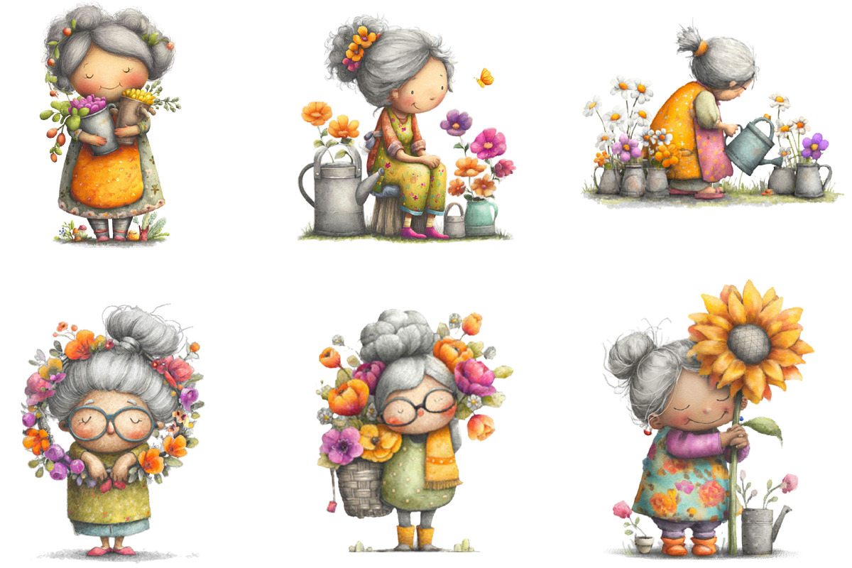 Whimsical Spring Garden Grandma Clip, an Illustration by Designking (Photo 4 of 7)