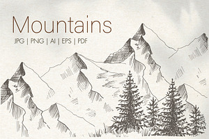 Mountains. Sketch landscape.