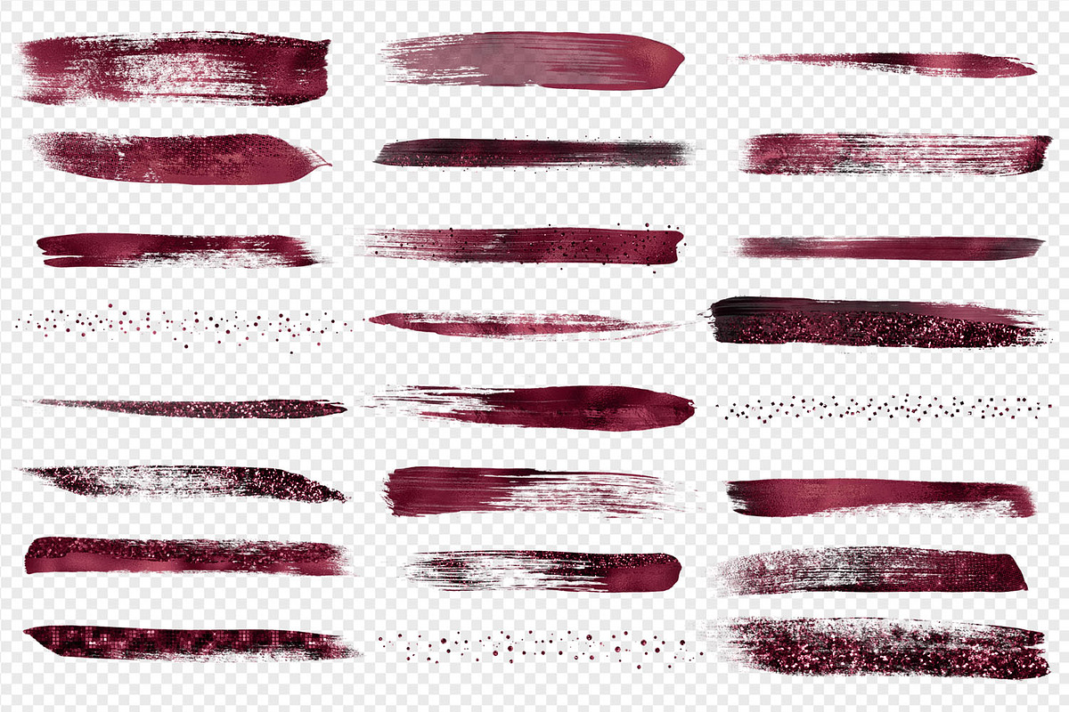 Burgundy Brush Strokes Clipart, an Object Graphic by Digital Curio