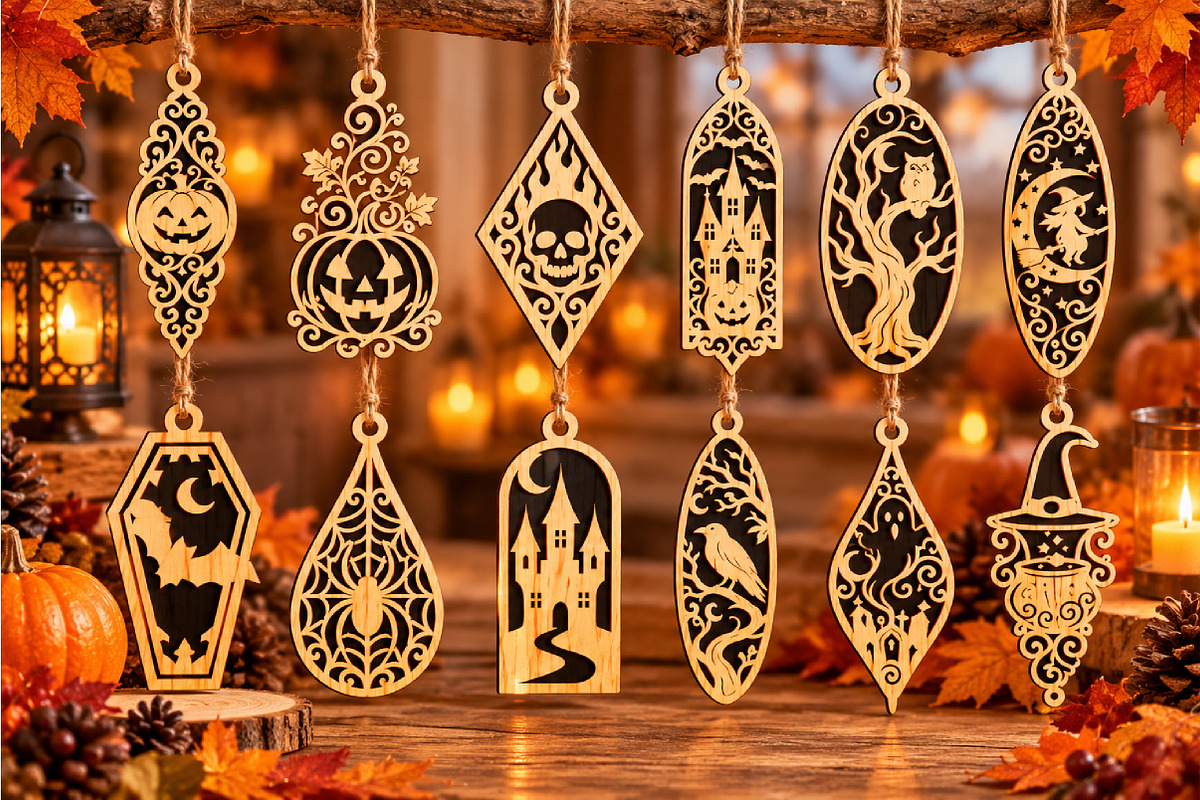 Halloween Ornaments Laser Cut SVG, an Object Graphic by DreamCafeArt (Photo 3 of 12)