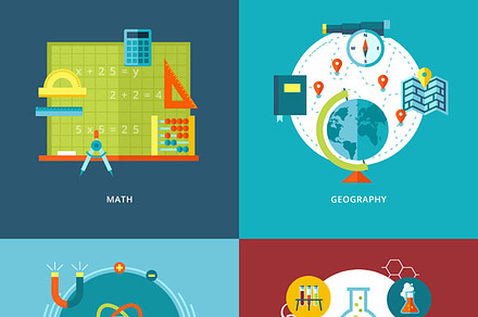 Flat School and Education Icons Set preview 4