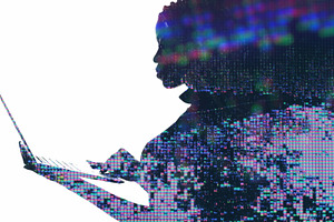 Artificial intelligence cyber silhouette laptop, a Person Photo by Photo Drive Studio