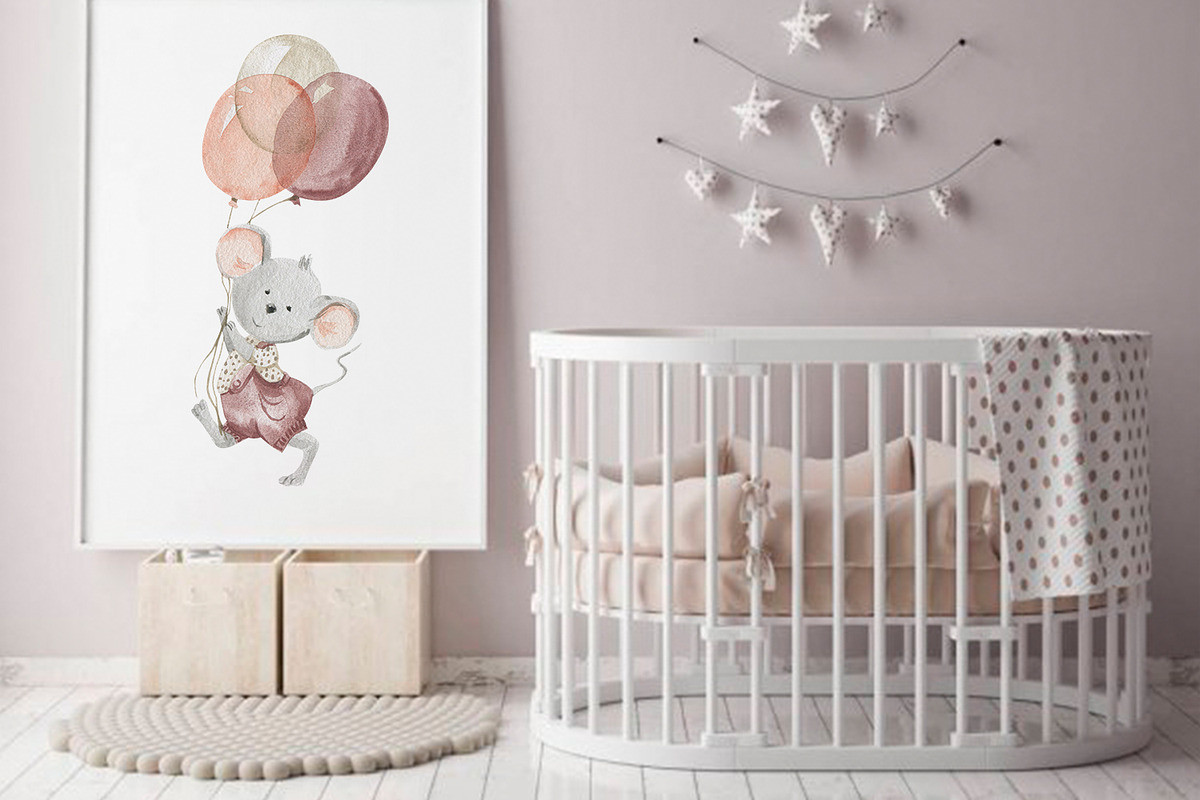 Cute animals with balloons, an Illustration by Love Watercolor Store (Photo 2 of 9)