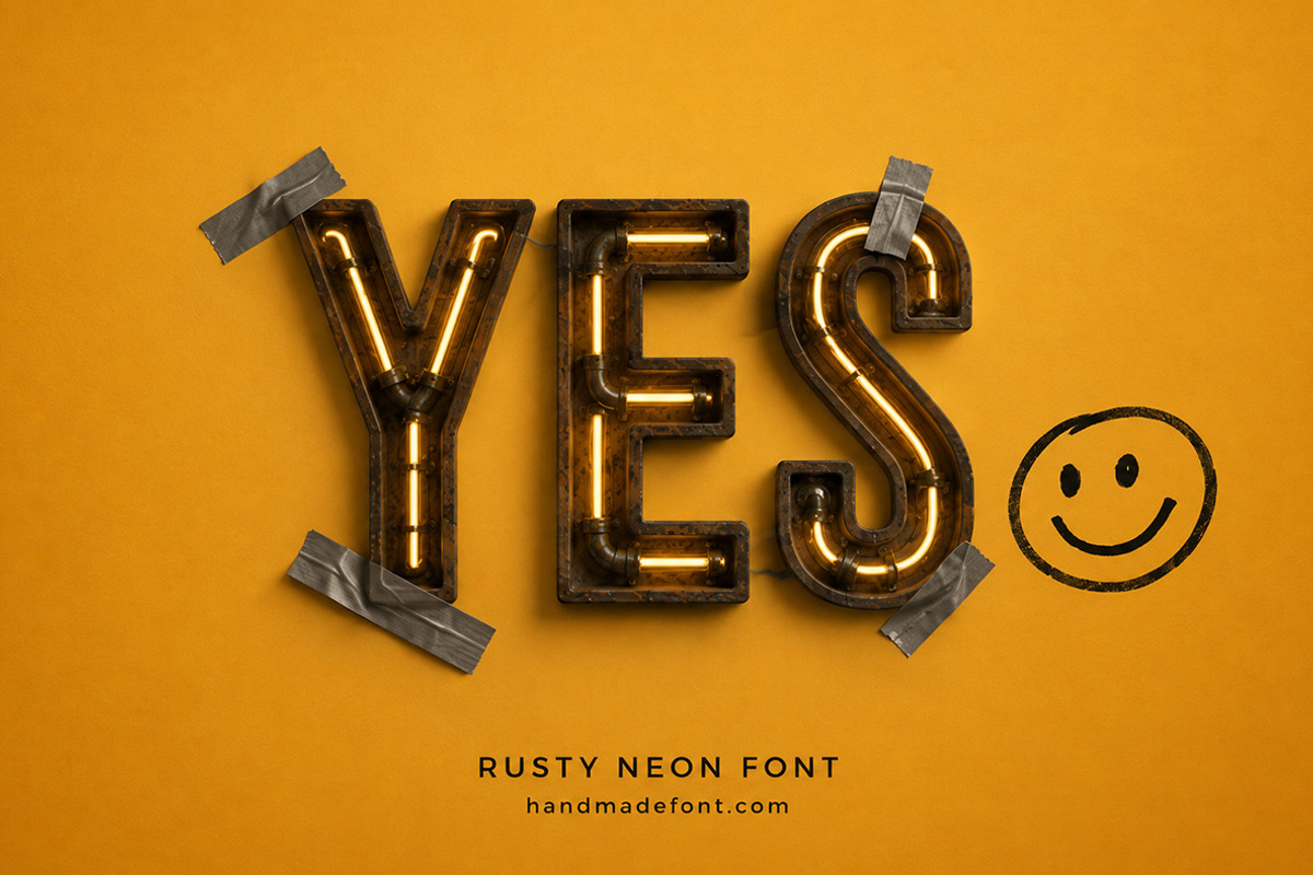 Rusty Neon Font, a Sans Serif Font by Handmadefont (Photo 5 of 19)