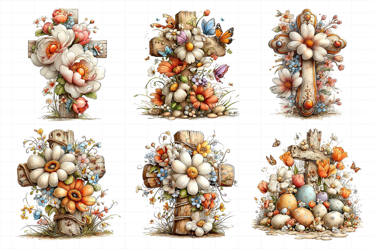 Easter Floral Cross Clipart, an Illustration by Daily.Designs (Photo 7 of 8)