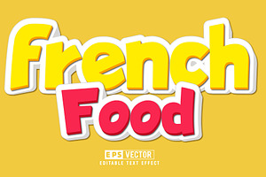 Vector French Food 3d Editable Text