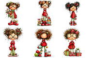 Quirky Christmas girl Clipart, an Illustration by CreationArt (Thumbnail 3 of 5)