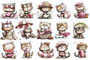 Watercolour Summer Cat Clipart, an Illustration by OK Design (Thumbnail 3 of 6)
