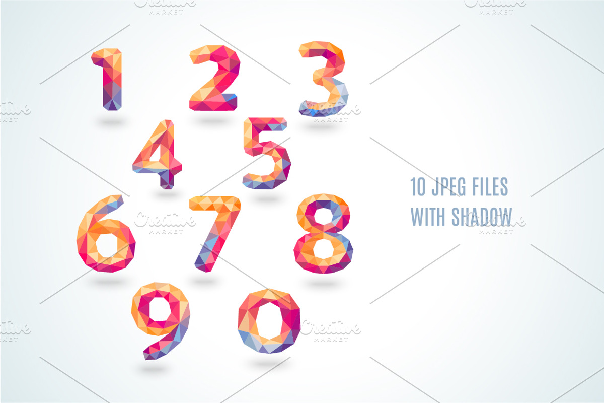 Bright Polygonal Crystal Numbers, a Graphic by KannaaDesign (Photo 2 of 4)