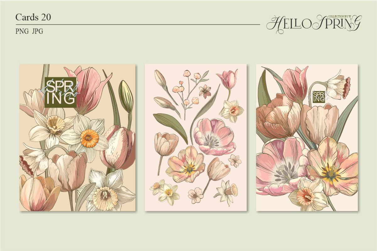 Hello Spring(Vintage Set), a Seasonal Illustration by Collection by VY (Photo 4 of 13)