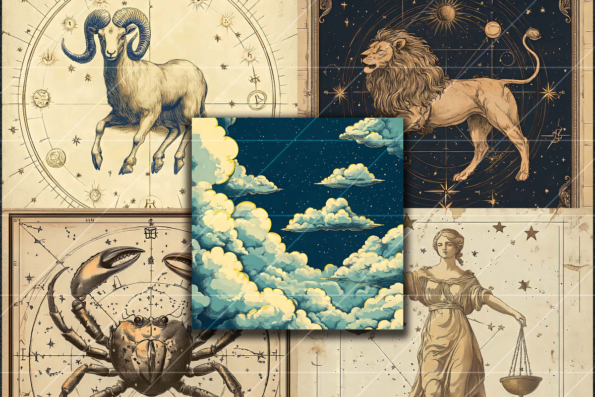 Decorative Celestial Clipart Bundle, a Decorative Illustration by ...