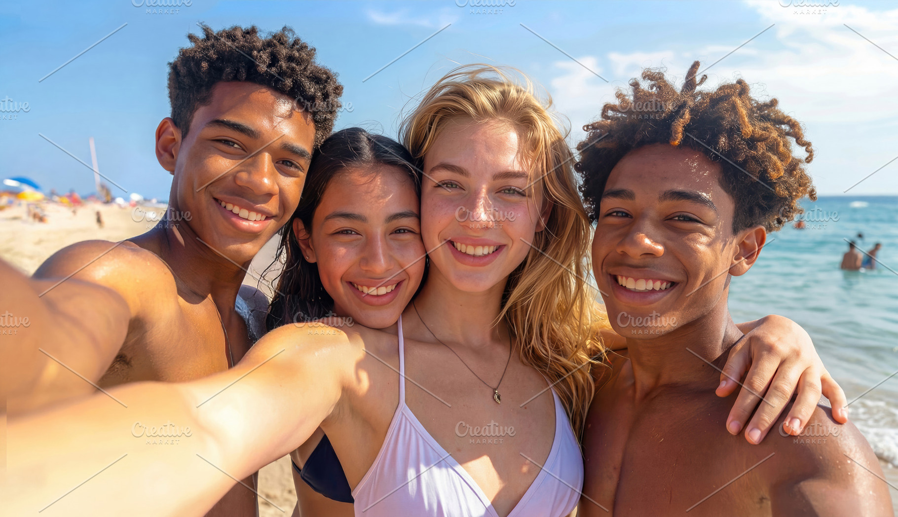 Friends Taking Selfie on Sunny Beach, a Sports & Recreation Photo by Davizro's Market