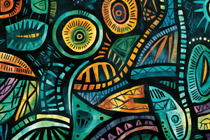 Colorful African textile pattern fea, a Photo by Dvoevnore photos