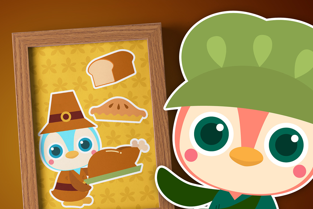 Thanksgiving Waddle Gobble, a Seasonal Illustration by Cozy Cat Design (Photo 3 of 6)