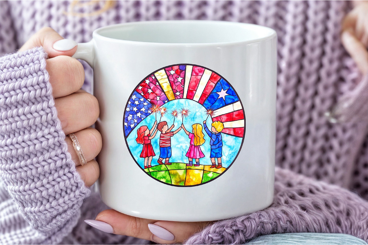 Stained Glass 4th of July Clipart, an Illustration by DreamCafeArt (Photo 7 of 9)