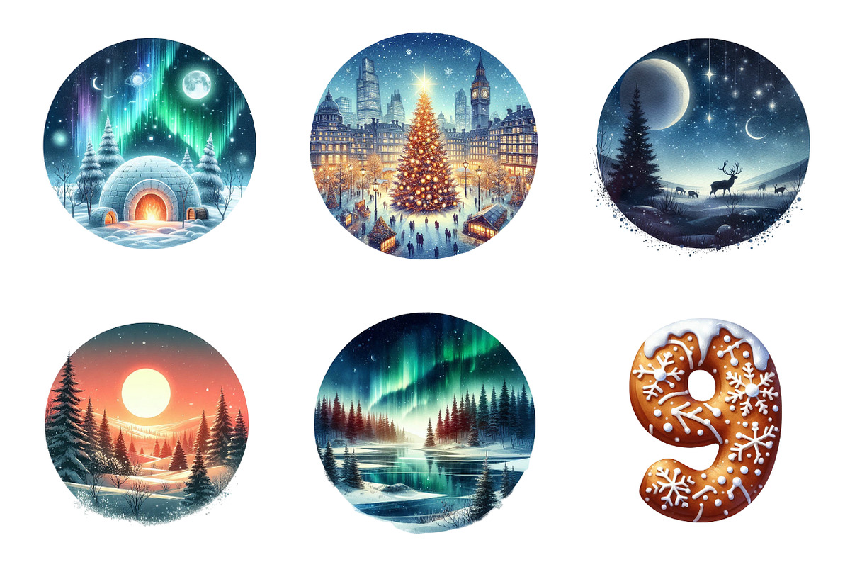 Christmas Landscapes Clipart, an Illustration by SinaCreation (Photo 4 of 7)