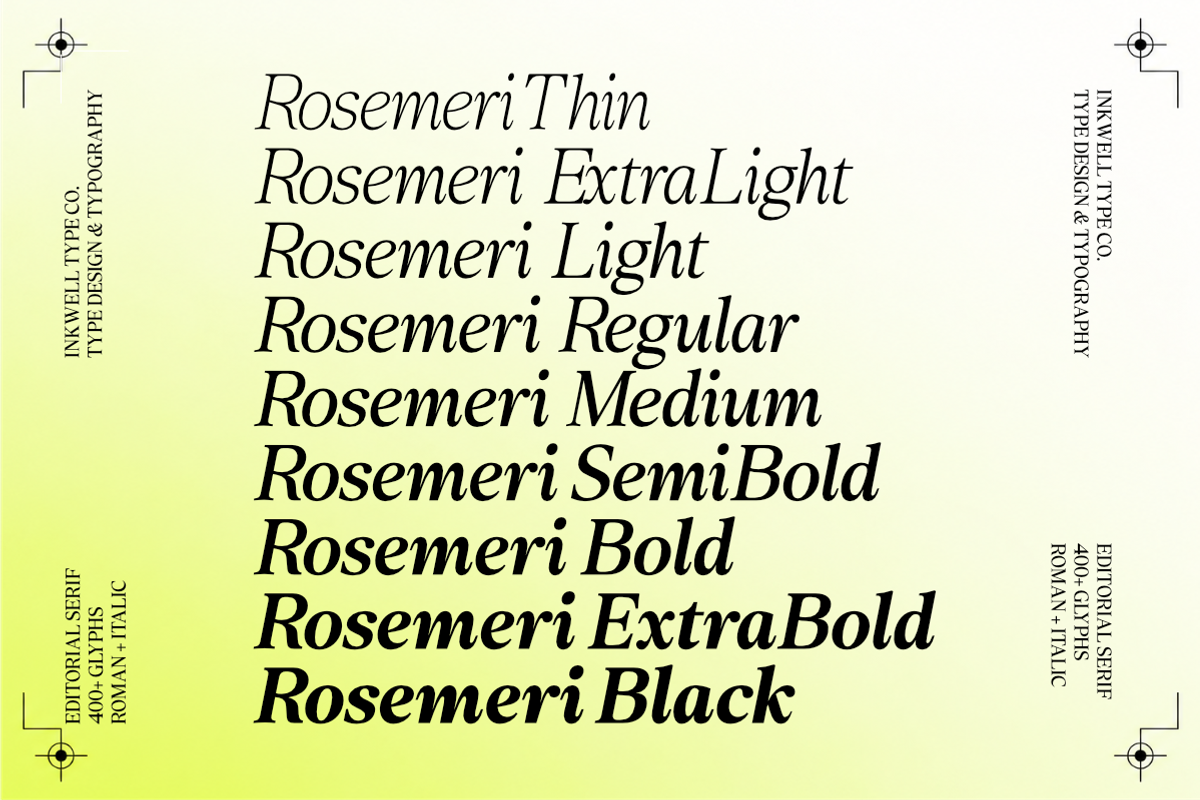 Rosemeri — MODERN EDITORIAL SERIF, a Serif Font by InkwellTypeCo (Photo 7 of 19)