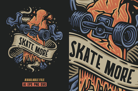 Skate More Vector Illustration, an Illustration by ImoogiStudio