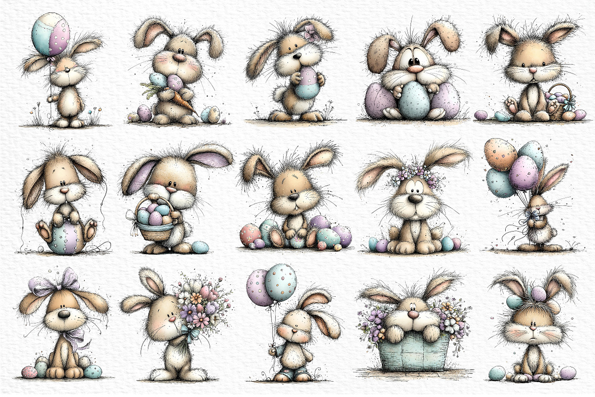 Whimsical Easter Bunny Clipart, an Illustration by Craft Nest (Photo 3 of 11)