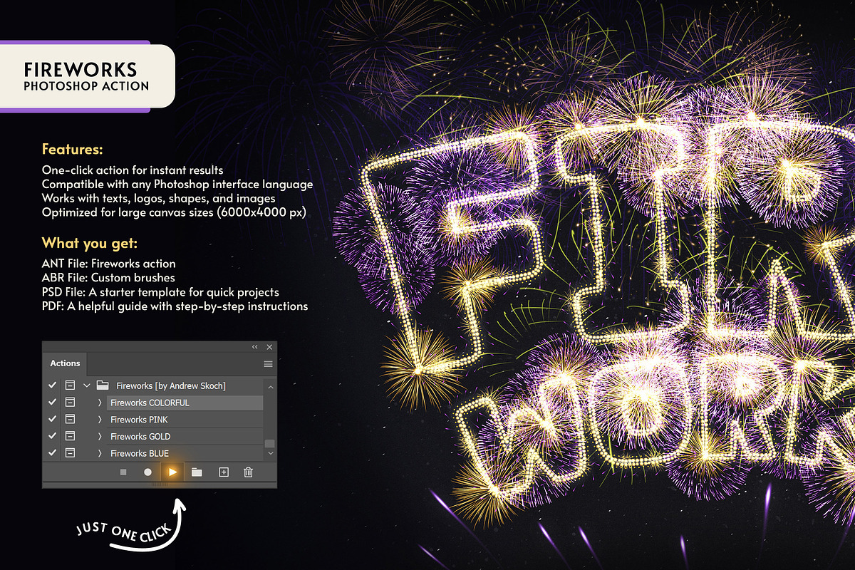 Fireworks Photoshop Action, an Action Add-On by Andrew Skoch Design (Photo 3 of 6)