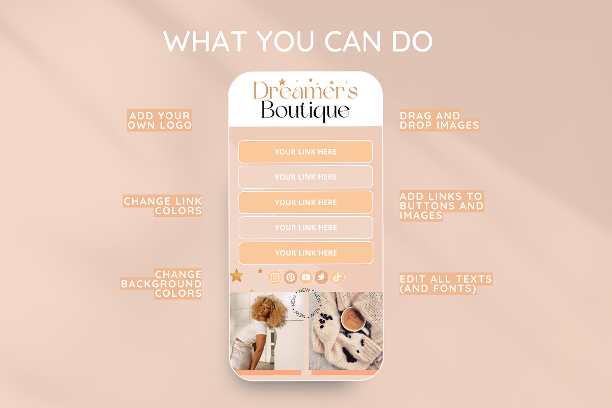 Peach Link in Bio, a Landing Page Template by SunshineStudioBoutique (Photo 4 of 9)