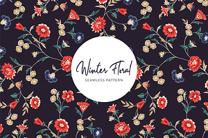 Floral Winter Seamless Pattern