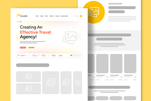 Wireframe Travel Landing Page Design, an UI Kit Template by CreativeShaper